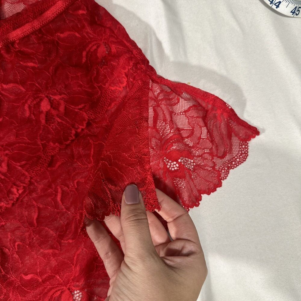 NEW ANN SUMMERS‎ [ Large 12-14 ] After Dark Lace Teddy In Red #6382 - Picture 10 of 11